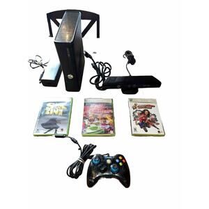 Microsoft Xbox 360 S 4 Gb Console w/Controller, Kinects, & 3 New Games - Tested